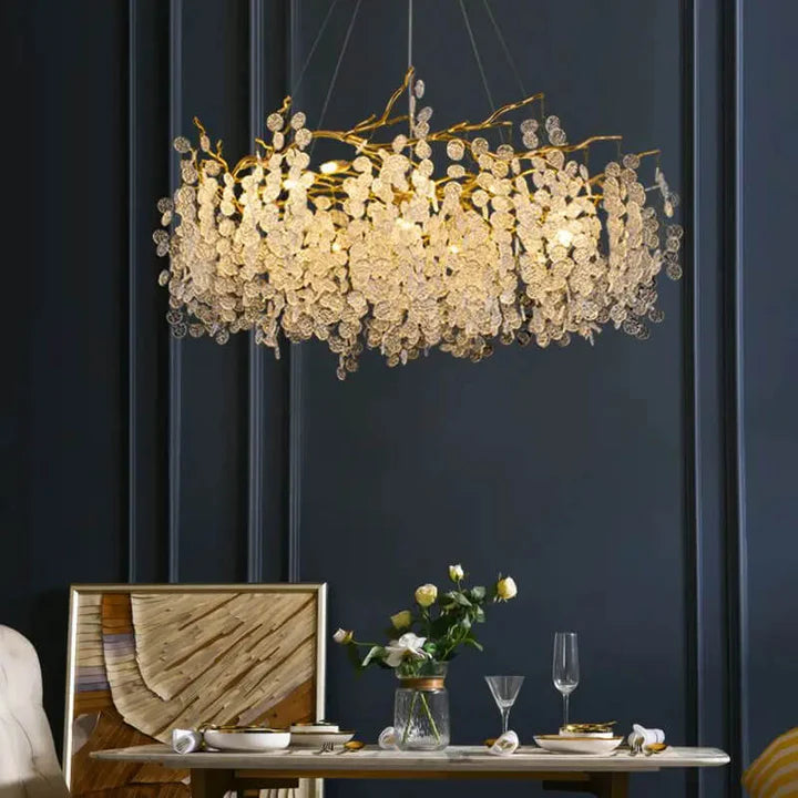 Lustre de Luxe Feuille en Cristal pour Salon Marocain