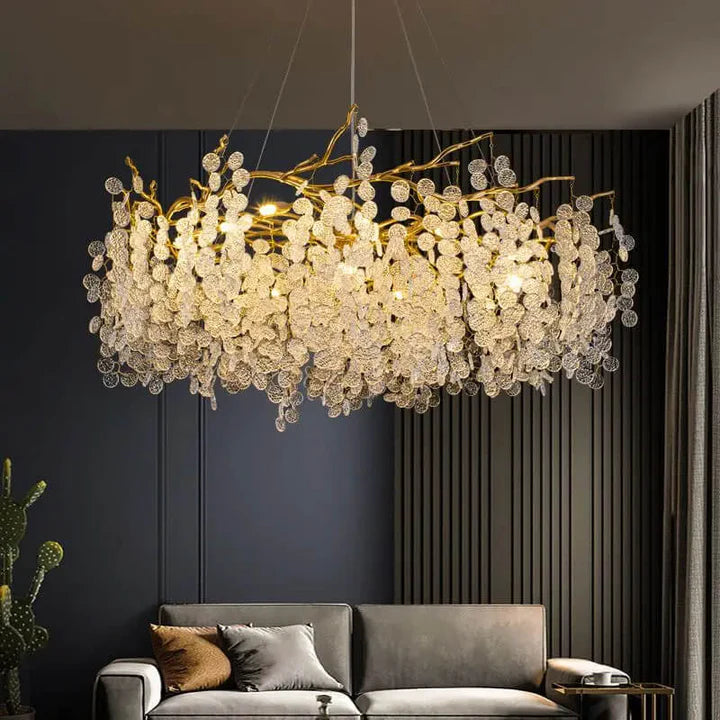 Lustre de Luxe Feuille en Cristal pour Salon Marocain