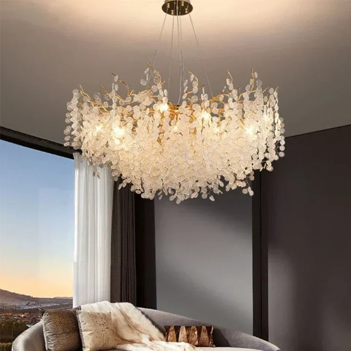 Lustre de Luxe Feuille en Cristal pour Salon Marocain