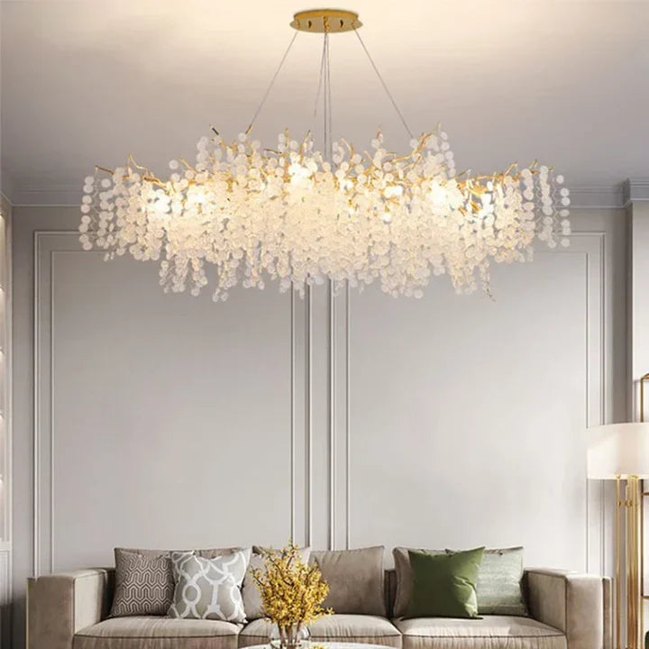 Lustre de Luxe Feuille en Cristal pour Salon Marocain