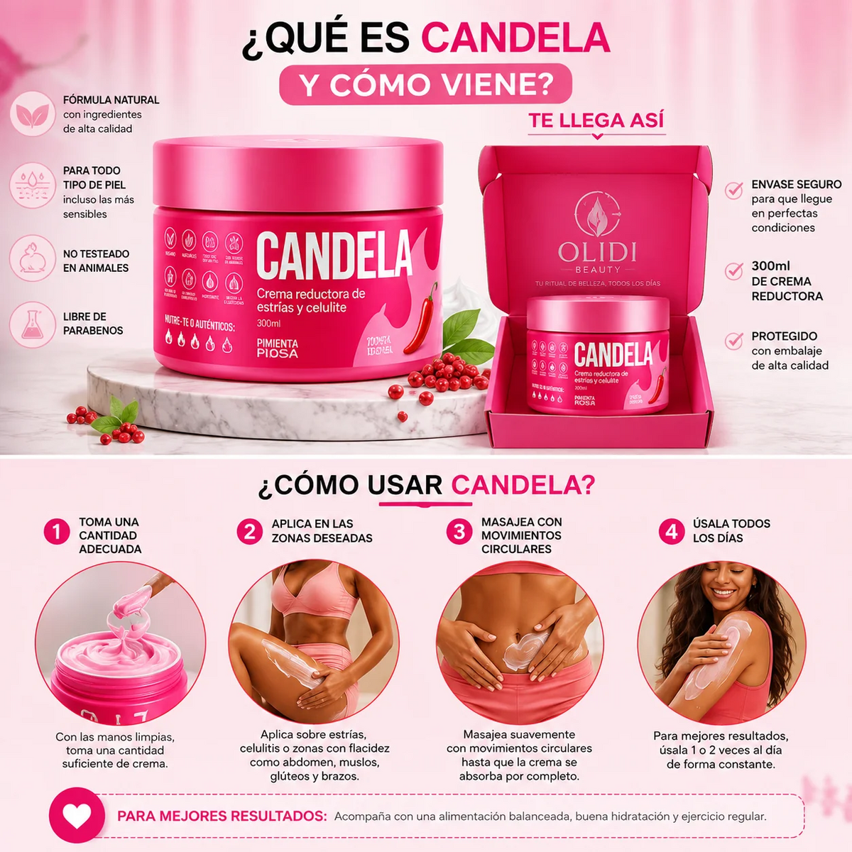 🔥Crema CANDELA Reductora de Estrías y Celulitis