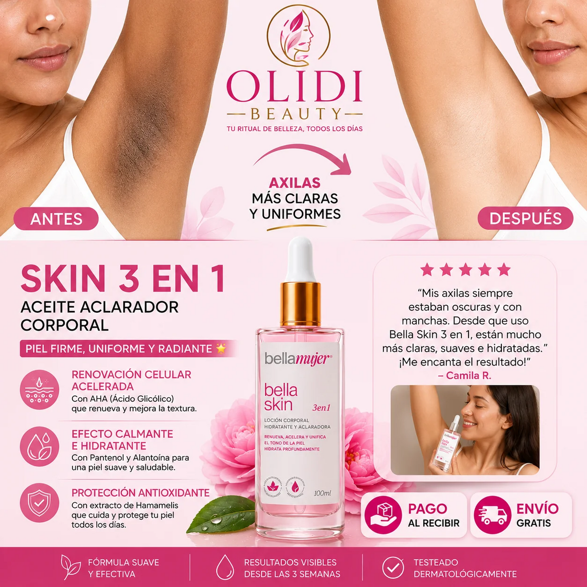 Bella skin 3 en1: El Secreto para Aclarar Axilas, Entrepierna y Zona Íntima🔥