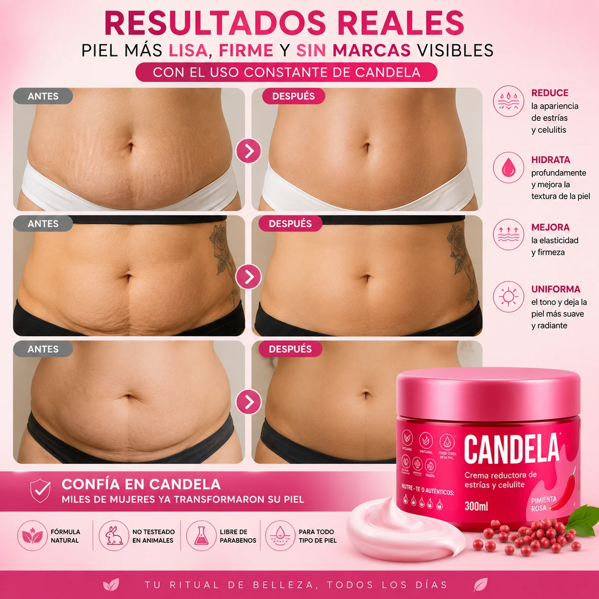 🔥Crema CANDELA Reductora de Estrías y Celulitis